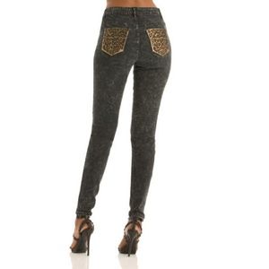 Nicki Minaj Women’s Leopard Mid Rise Pocket Jean